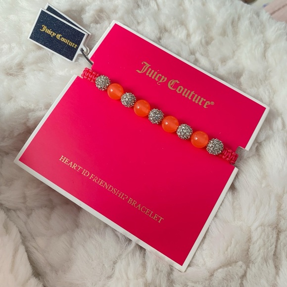 Juicy Couture Orange Silver Crystal Beads Friendship Adjustable Bracelet NWT - Picture 7 of 13